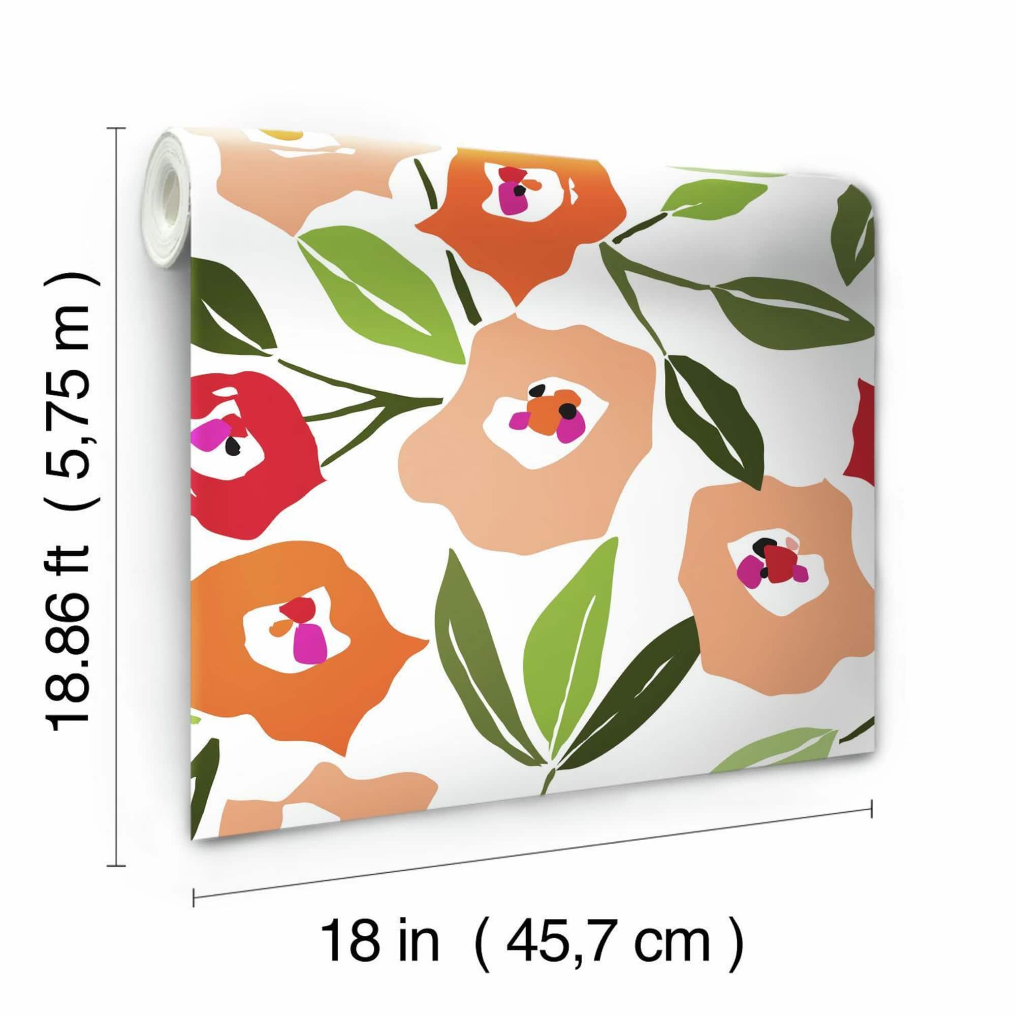 RoomMates Pink Block Print Blooms Peel & Stick Wallpaper
